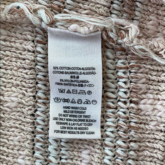 Free people neutral striped raw edge sweater M - Picture 4 of 4